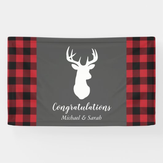 Deer Hunting Lodge Baby shower Antlers Spandoek (Horizontaal)