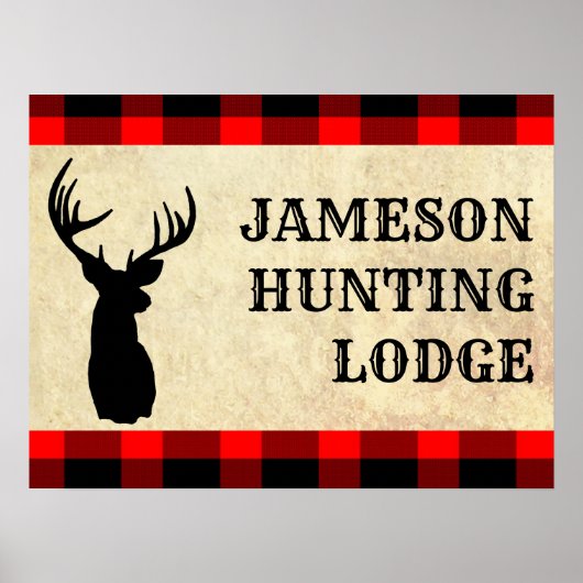 Deer Hunting Lodge Birthday Theme Party Poster (Voorkant)