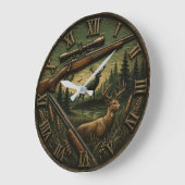 Deer Hunting Rustic Rifle & Whitetail Buck Grote Klok (Hoek)