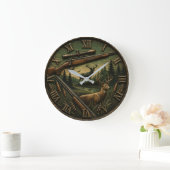 Deer Hunting Rustic Rifle & Whitetail Buck Grote Klok (Huis)