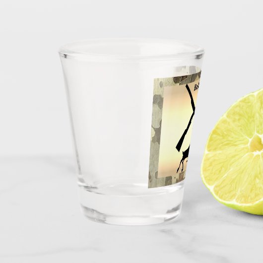 Deer Hunting Silhouette Camo Trim, gepersonaliseer Shot Glas (Links)