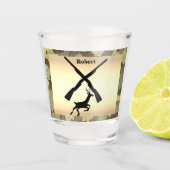 Deer Hunting Silhouette Camo Trim, gepersonaliseer Shot Glas (Voorkant)