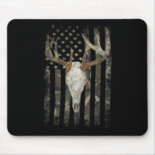 Deer Hunting Skull American Camo USA Flag Whitetai Muismat