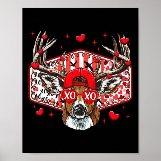 Deer Hunting Xoxo Valentine Buck Boys Cap Men Wome Poster (Voorkant)