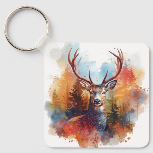 Deer in an Autumn Forest Sleutelhanger (Voorkant)