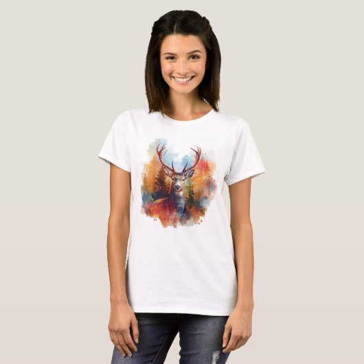 Deer in an Autumn Forest T-shirt (Voorkant volledig)