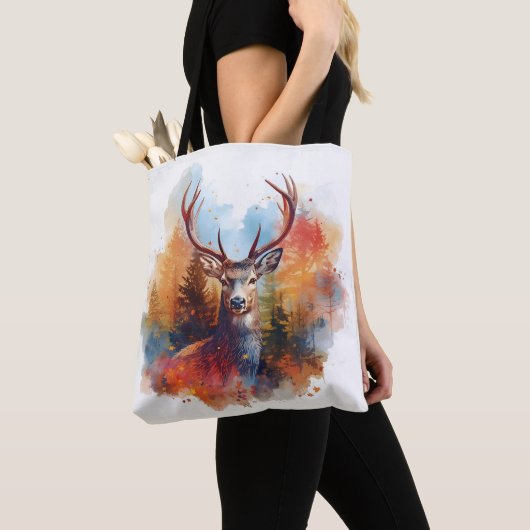 Deer in an Autumn Forest Tote Bag (Dichtbij)