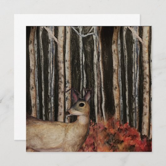 Deer in Birch Trees Blank Note Card Notitiekaartje (Voorkant / Achterkant)
