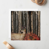 Deer in Birch Trees Blank Note Card Notitiekaartje (Voorkant / Achterkant in situ)