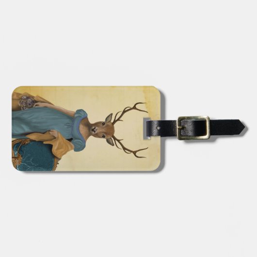 Deer in Blue Dress 2 Bagagelabel (Voorkant horizontaal)
