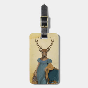 Deer in Blue Dress 2 Bagagelabel