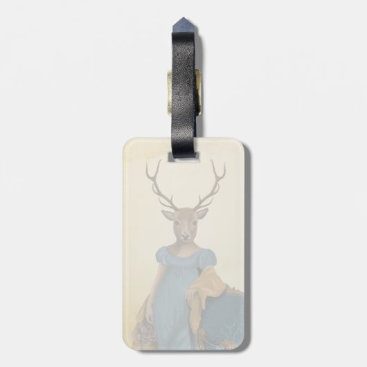 Deer in Blue Dress 2 Bagagelabel (Achterkant verticaal)