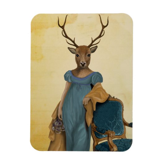 Deer in Blue Dress 2 Magneet (Verticaal)