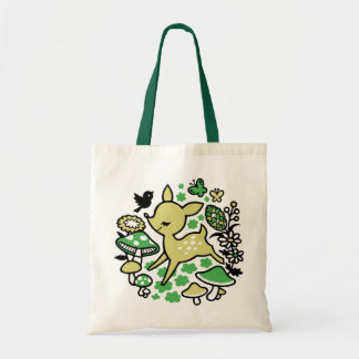 Deer in bos - groen tote bag