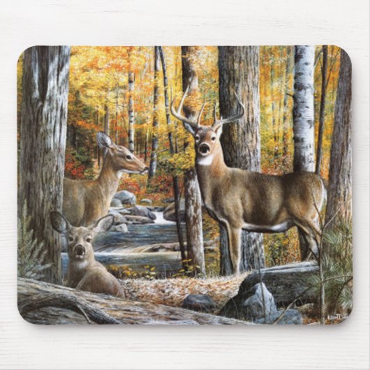 Deer in Bossen Mousepad Muismat (Voorkant)
