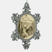  deer in Bossen Tin Sneeuwvlok Ornament (Links)