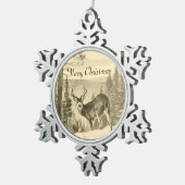  deer in Bossen Tin Sneeuwvlok Ornament (Rechts)
