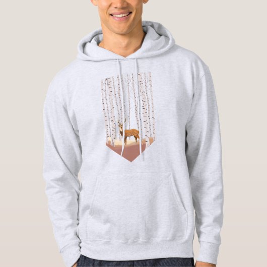 Deer in de Birch bossen Hoodie (Voorkant)