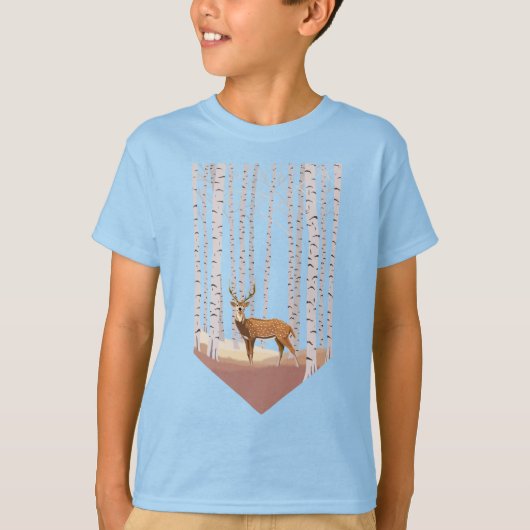 Deer in de Birch bossen T-shirt (Voorkant)