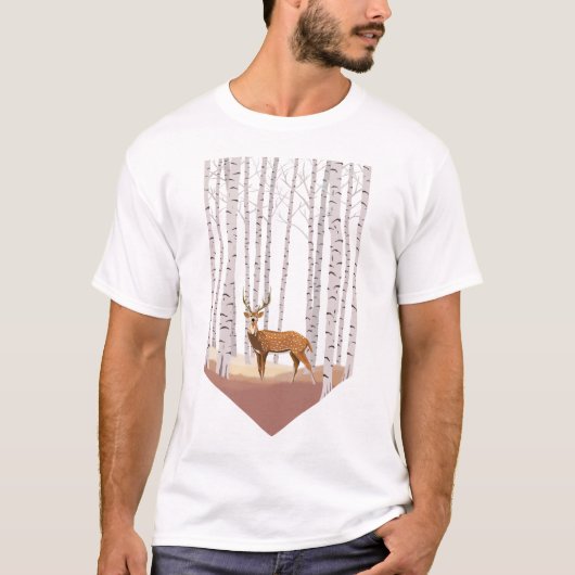 Deer in de Birch bossen T-shirt (Voorkant)