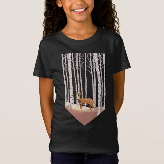 Deer in de Birch bossen T-shirt (Voorkant)