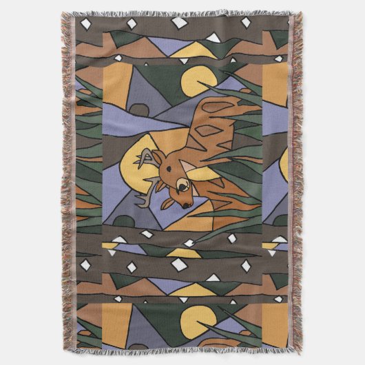 Deer in de Bossen Art Abstract Throw Blanket Deken (Voorkant Verticaal)
