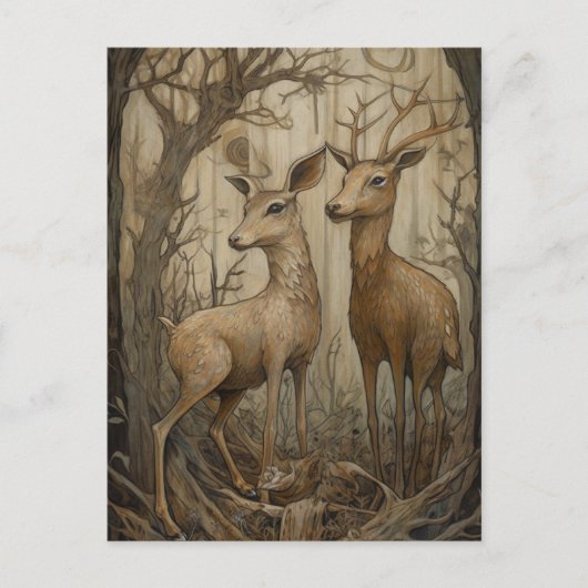 Deer in de Bossen Briefkaart (Voorkant)