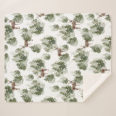 Deer in de Bossen Evergreen Fleece Blanket Sherpa Deken (Voorkant (horizontaal))