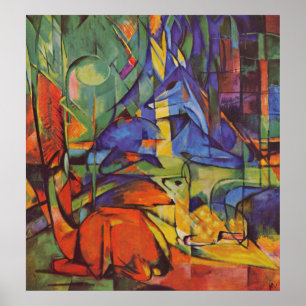 Deer in de Forest Franz Marc Poster