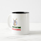 Deer in de koplampen tweekleurige koffiemok (Voorkant links)