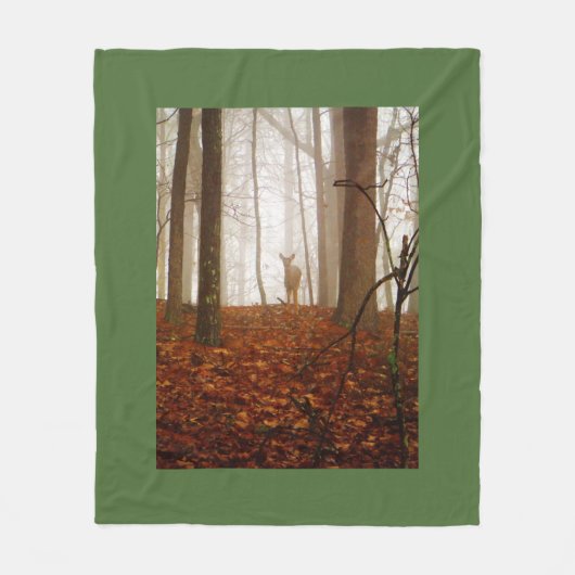 Deer in de Mist Fog Fleece Deken (Voorkant)