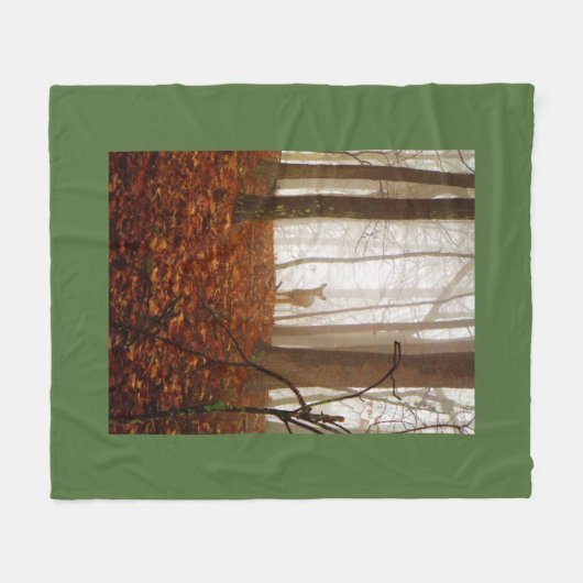 Deer in de Mist Fog Fleece Deken (Voorkant (Horizontaal))