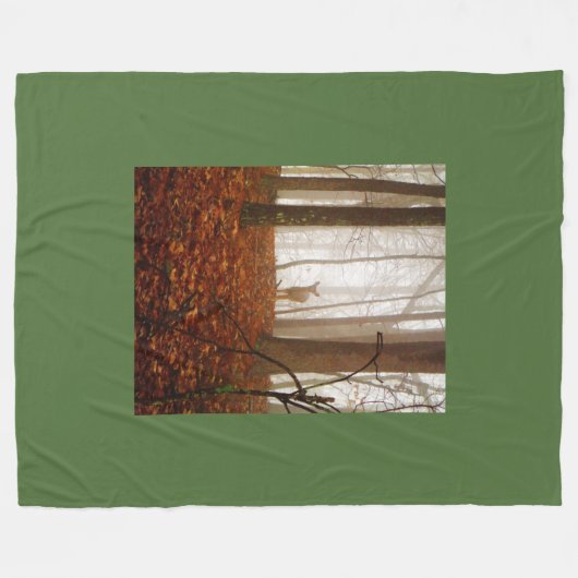 Deer in de Mist Fog Fleece Deken (Voorkant (Horizontaal))