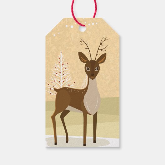 Deer in de sneeuw cadeaulabel (Achterkant)