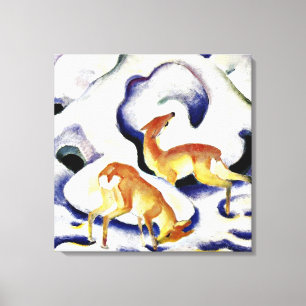 Deer in de sneeuw door Franz Marc Canvas Afdruk