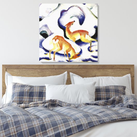 Deer in de sneeuw door Franz Marc Canvas Afdruk (Insitu (Slaapkamer))