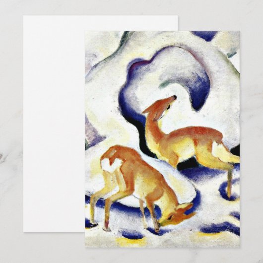Deer in de sneeuw door Franz Marc Feestdagenkaart (Voorkant / Achterkant)