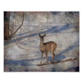 Deer in de sneeuw foto afdruk (Voorkant)