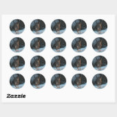 Deer in de sneeuw ronde sticker (Vel)