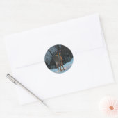 Deer in de sneeuw ronde sticker (Envelop)