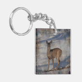 Deer in de sneeuw sleutelhanger (Voorkant Links)