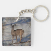 Deer in de sneeuw sleutelhanger (Achterkant)