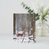 Deer in de sneeuwherfst briefkaart (Staand voorkant)