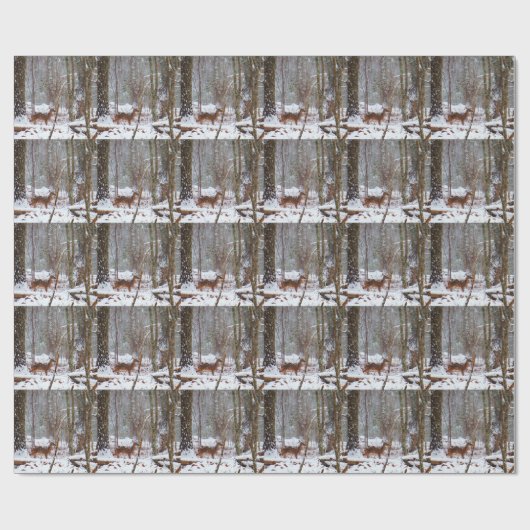 Deer in de sneeuwherfst cadeaupapier (Vlak)