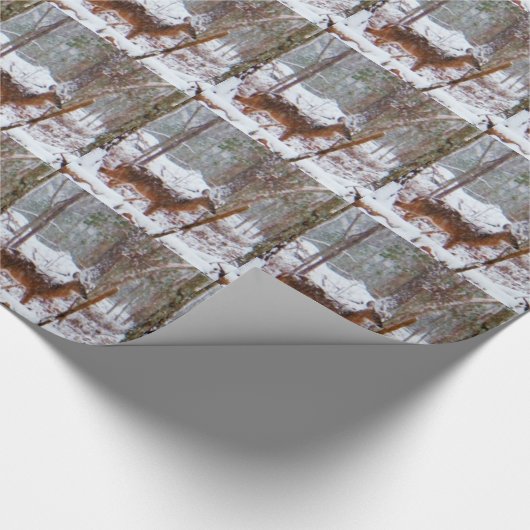 Deer in de sneeuwherfst cadeaupapier (Hoek)
