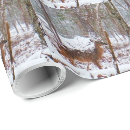 Deer in de sneeuwherfst cadeaupapier (Rol Hoek)