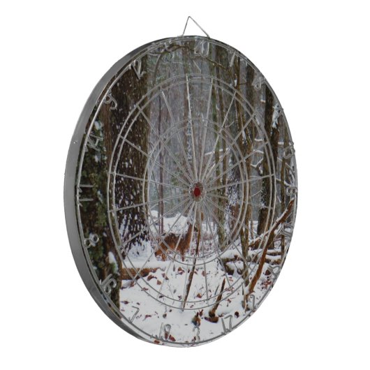 Deer in de sneeuwherfst dartbord (Voorkant Links)