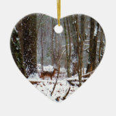 Deer in de sneeuwherfst keramisch ornament (Voorkant)