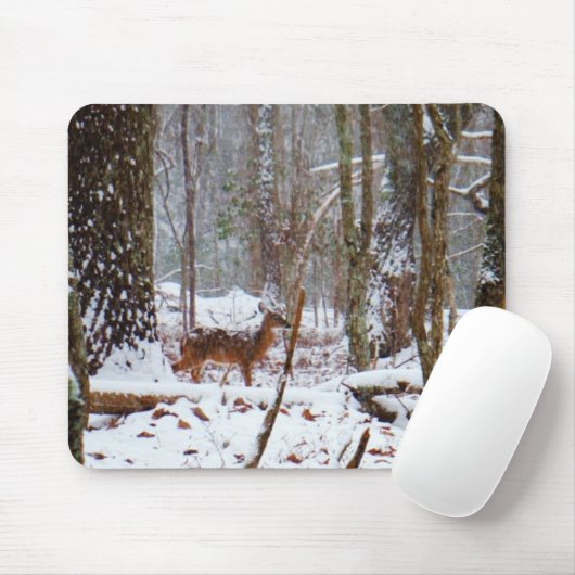 Deer in de sneeuwherfst muismat (Met muis)