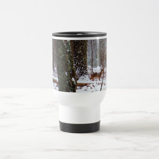 Deer in de sneeuwherfst reisbeker (Center)